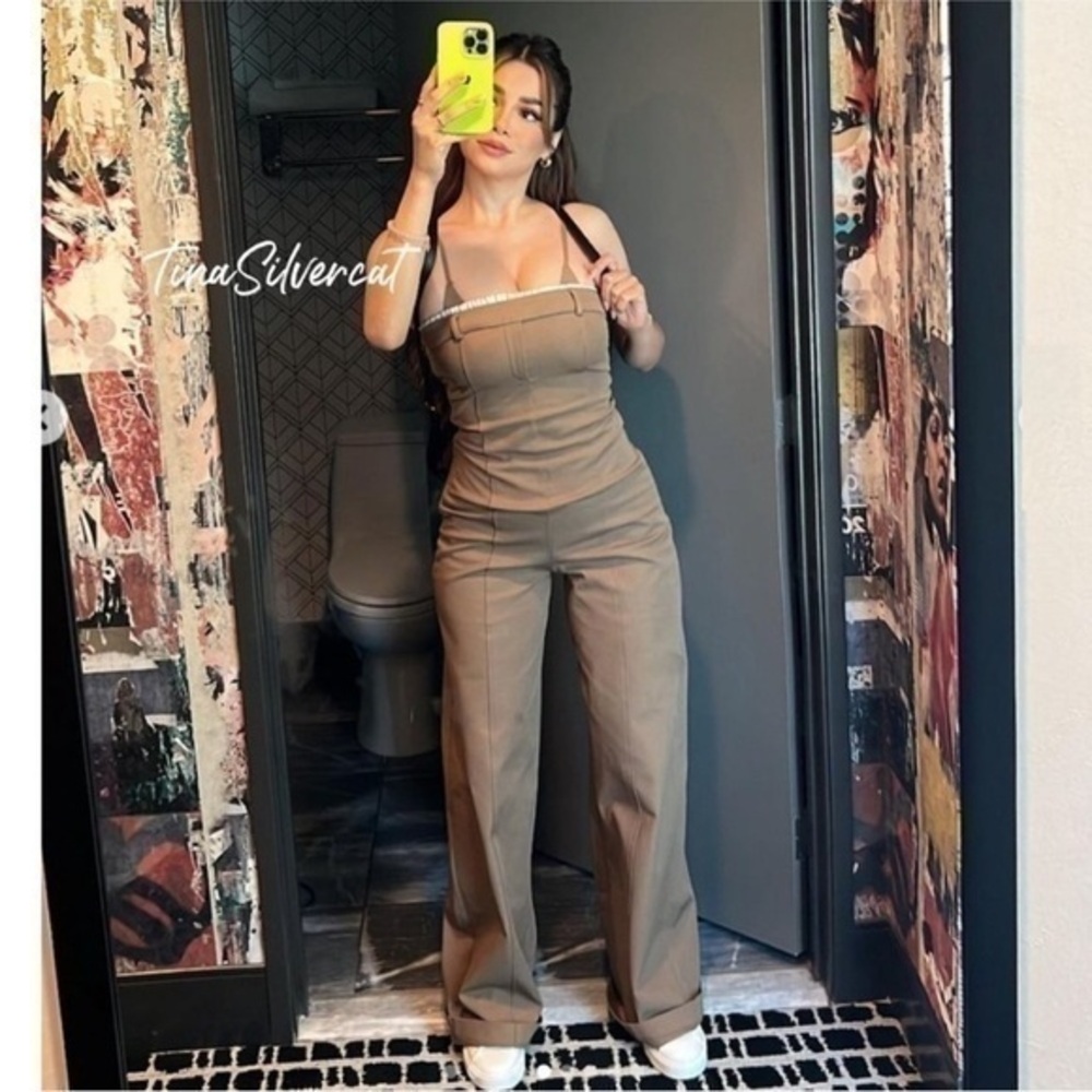 ZARA Combination long wide leg strapless jumpsuit 8342/234